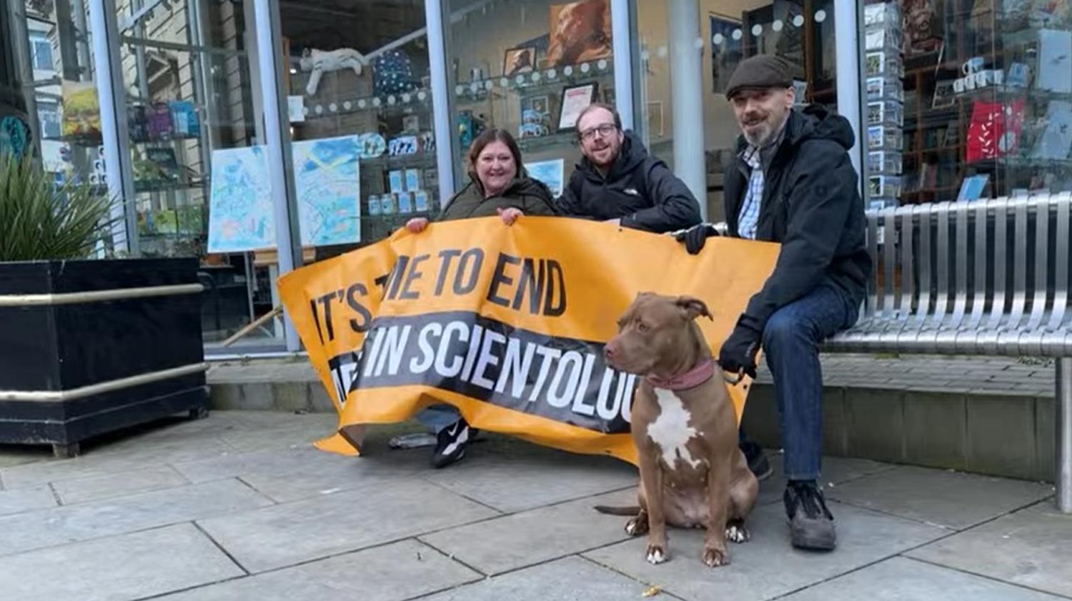 Scientology protestors gather outside Sunderland Museum