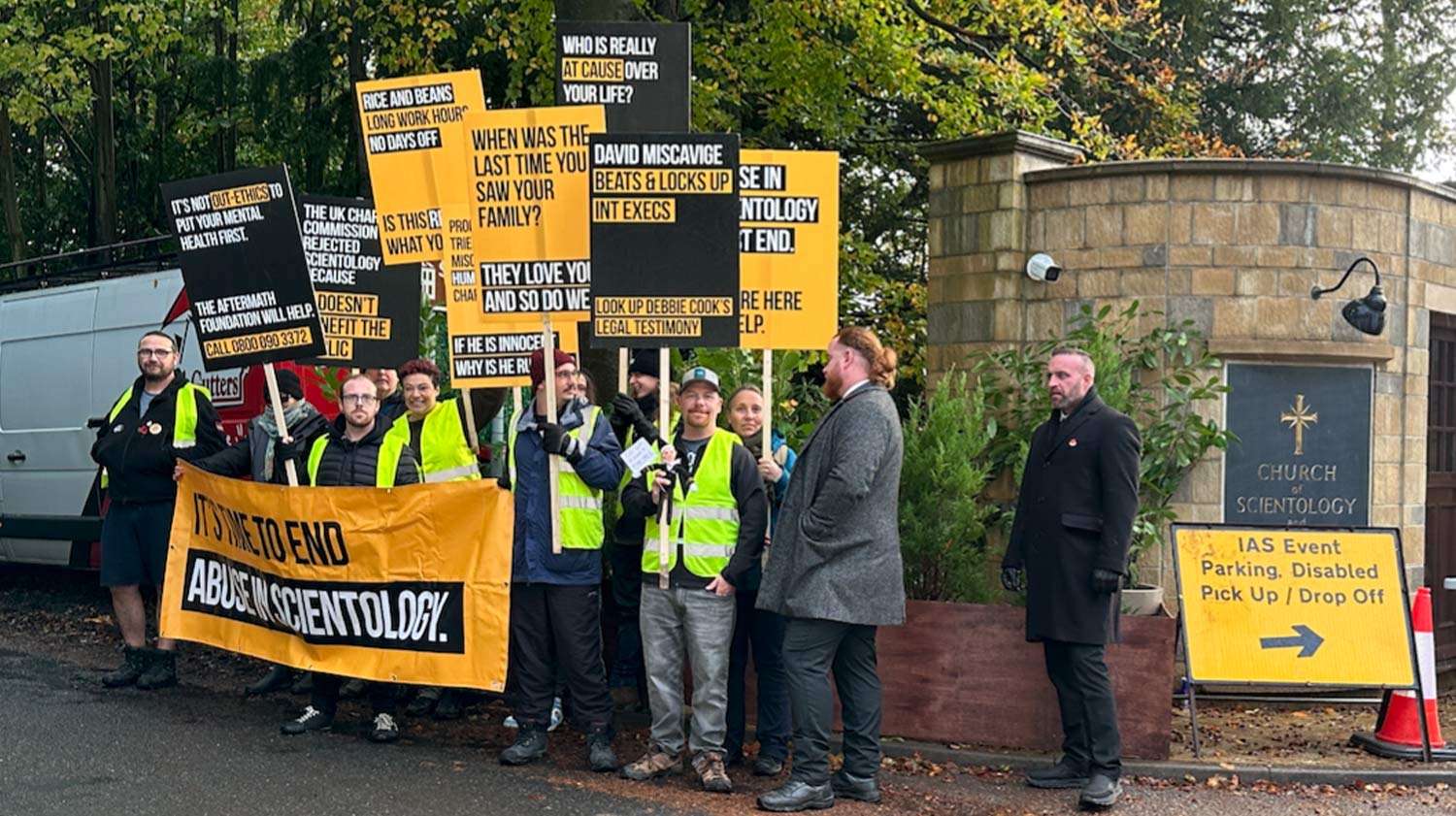 Scientology protestors at Saint Hill near East Grinstead