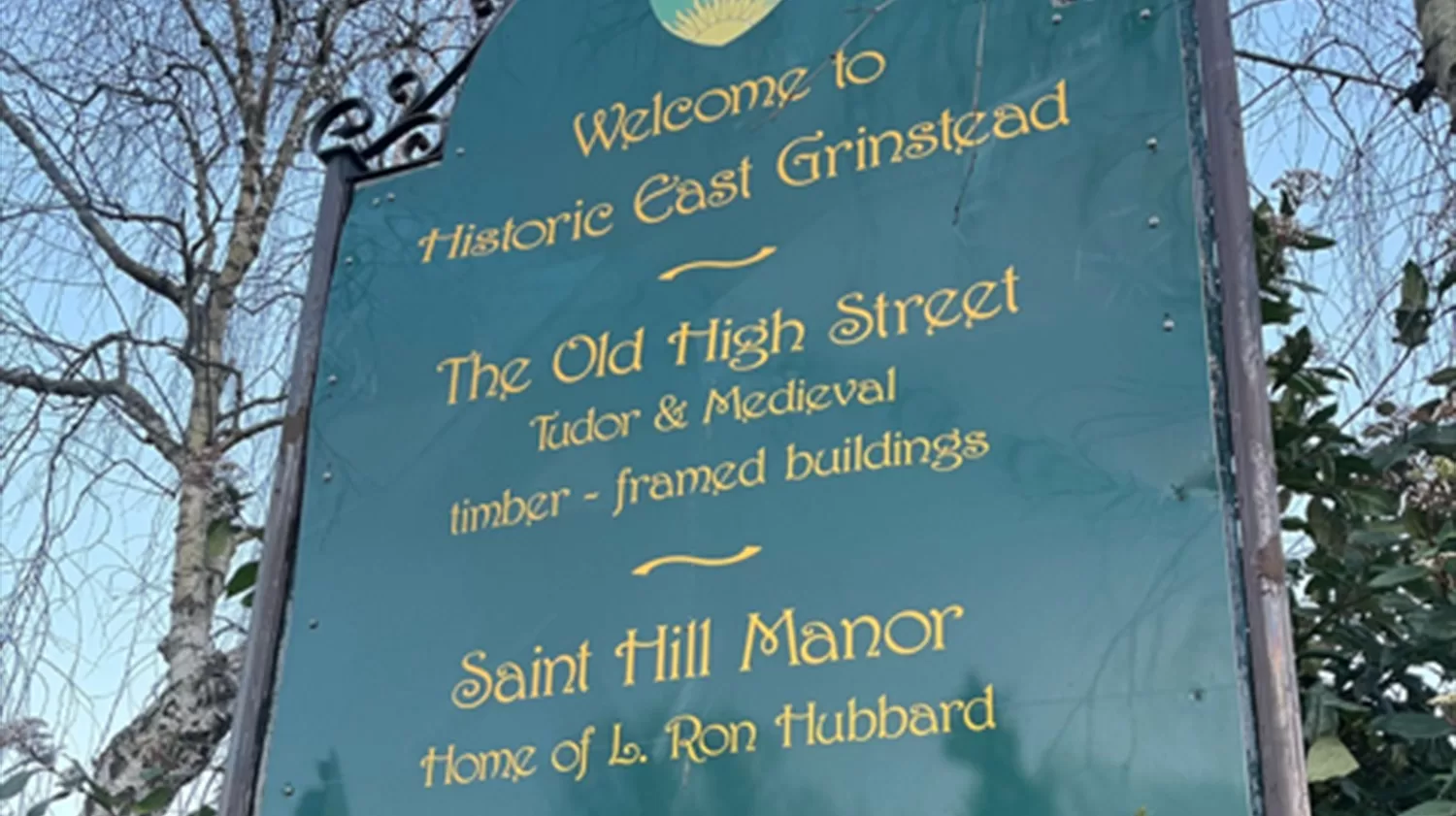 Scientology sign at East Grinstead sation