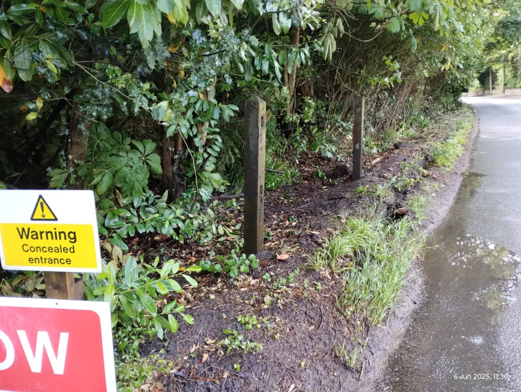 Scientology removed obstructions opposite the entrance to their Saint Hill compound