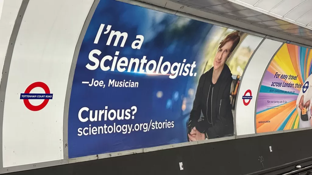 Scientology billboard at Tottenham Court Road station