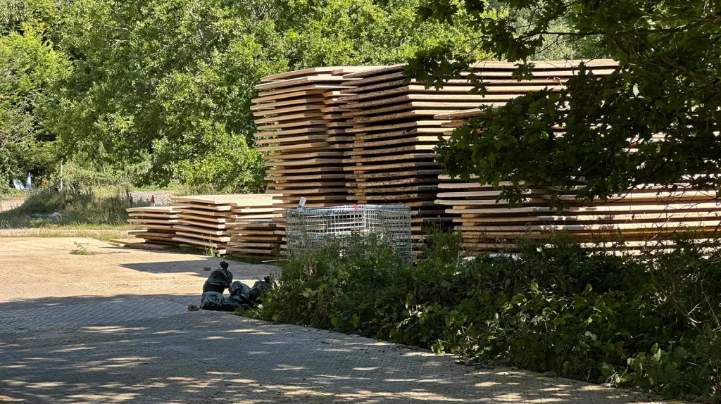 Construction materials stacked at Saint Hill