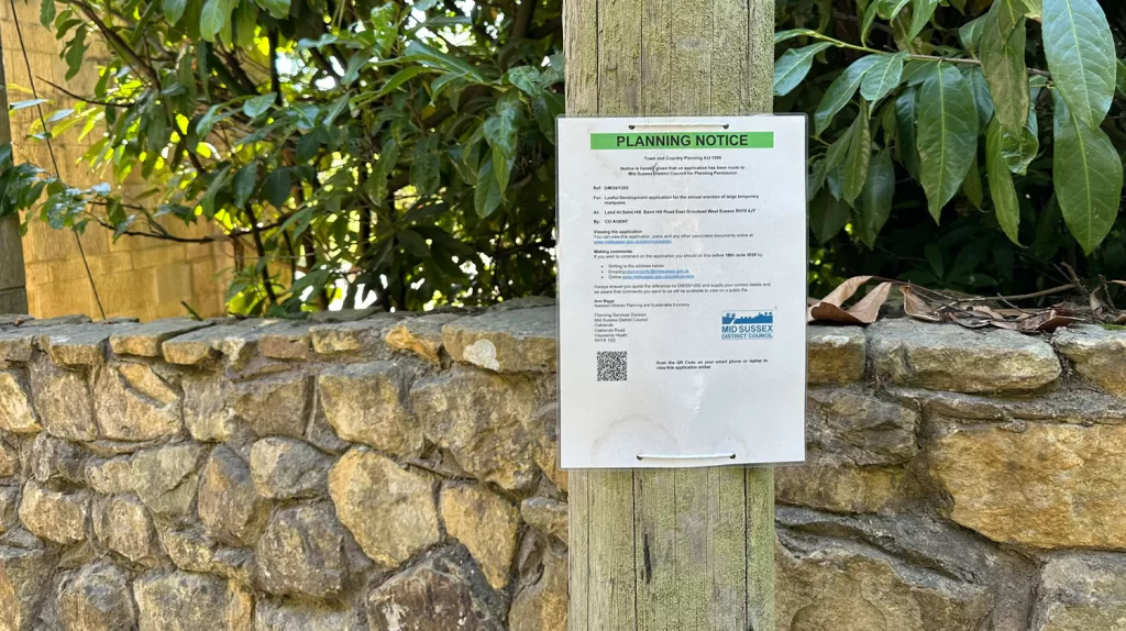 Planning notice displayed outside Scientology's UK headquarters