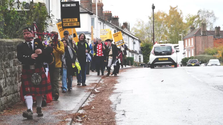 Protestors gather outside Scientology’s annual IAS gala in East Grinstead