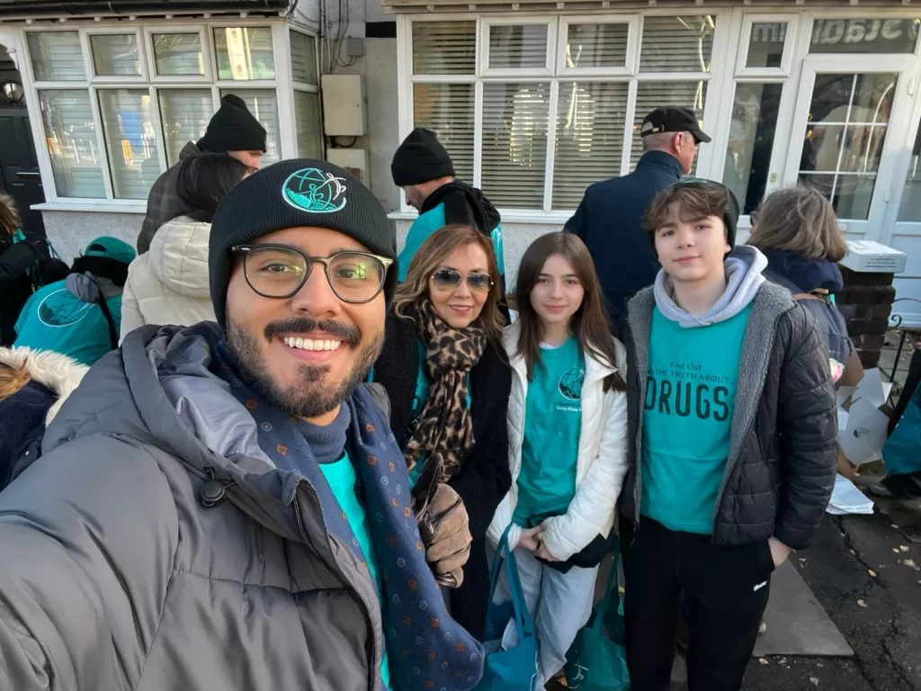 Scientology volunteers handing out Truth About Drugs booklets in London